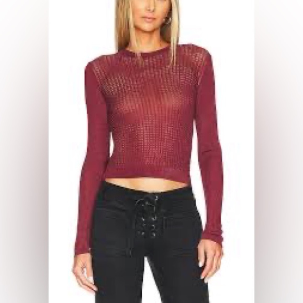 Free People Burgundy Crew Neck Sweater